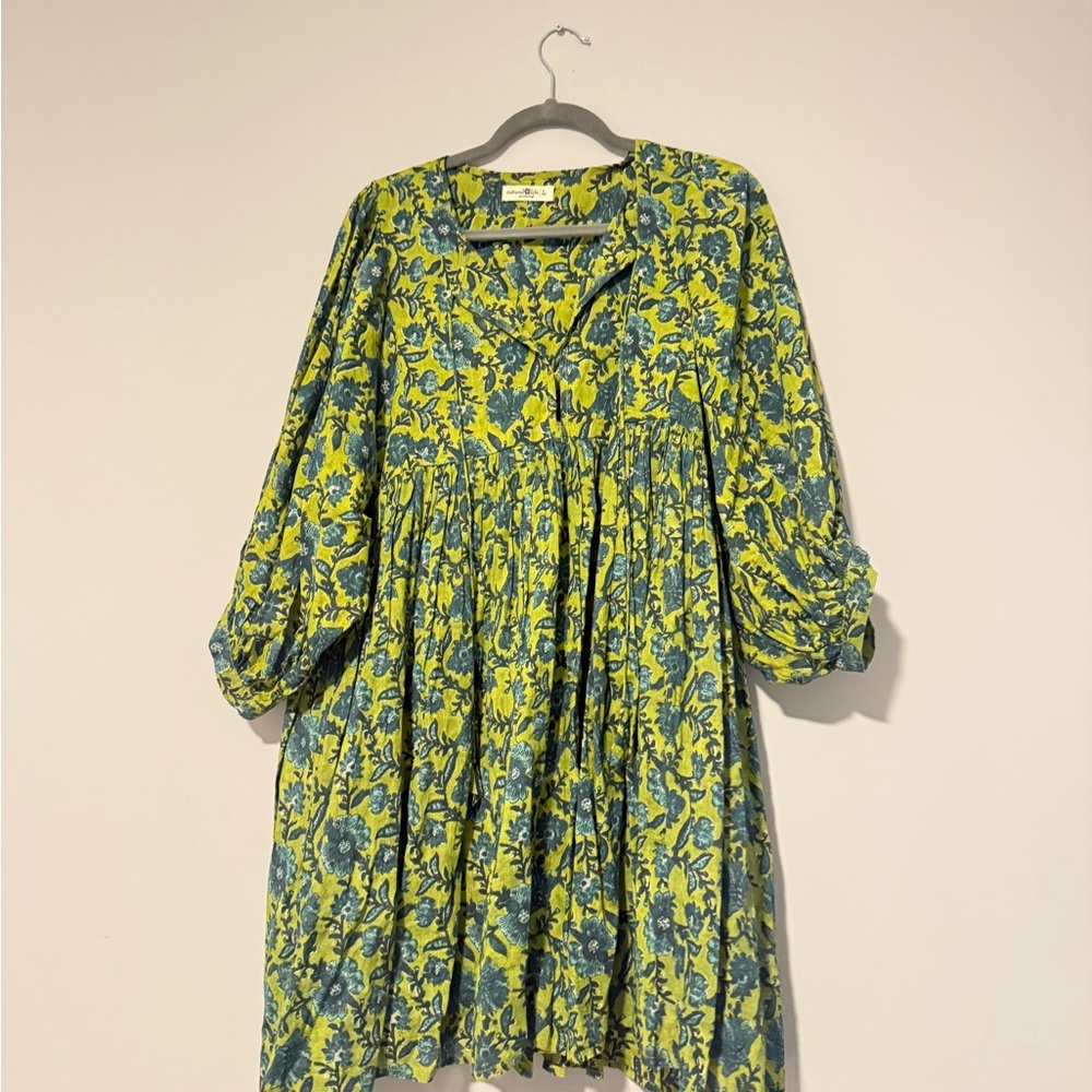 NATURAL LIFE Floral Green and Blue Dress